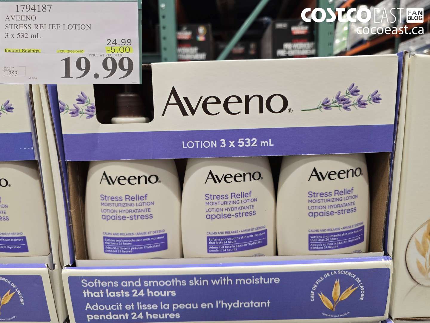 1794187 AVEENO STRESS RELIEF LOTION 3 X 532 ML ($5.00 INSTANT SAVINGS EXPIRES ON 2026-06-07) $19.99