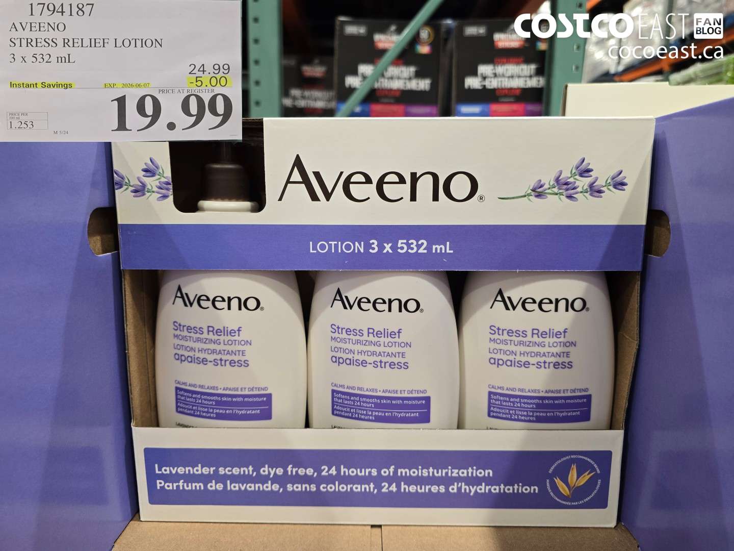 1794187 AVEENO STRESS RELIEF LOTION 3 X 532 ML ($5.00 INSTANT SAVINGS EXPIRES ON 2026-06-07) $19.99