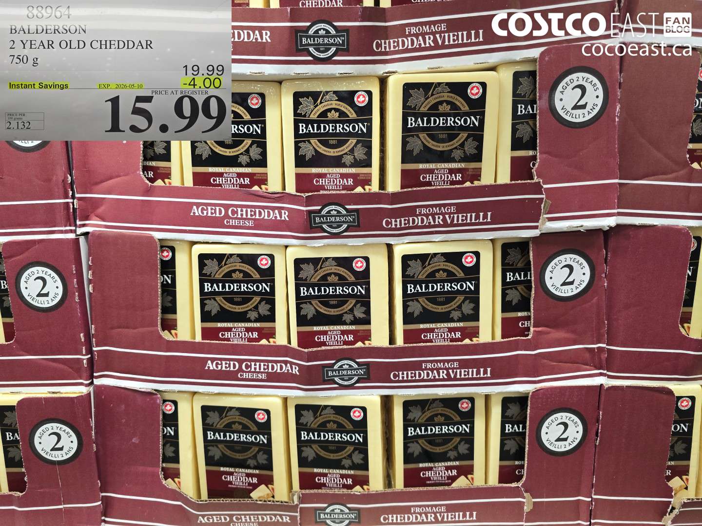 88964 BALDERSON 2 YEAR OLD CHEDDAR 750 G ($4.00 INSTANT SAVINGS EXPIRES ON 2026-05-10) $15.99