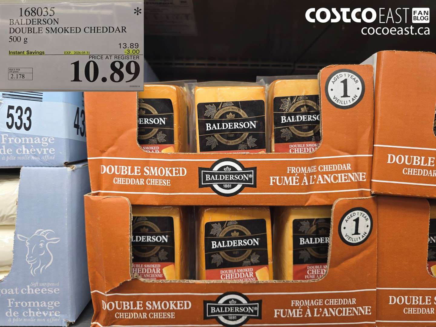 168035 BALDERSON DOUBLE SMOKED CHEDDAR 500 G ($3.00 INSTANT SAVINGS EXPIRES ON 2026-05-31) $10.89