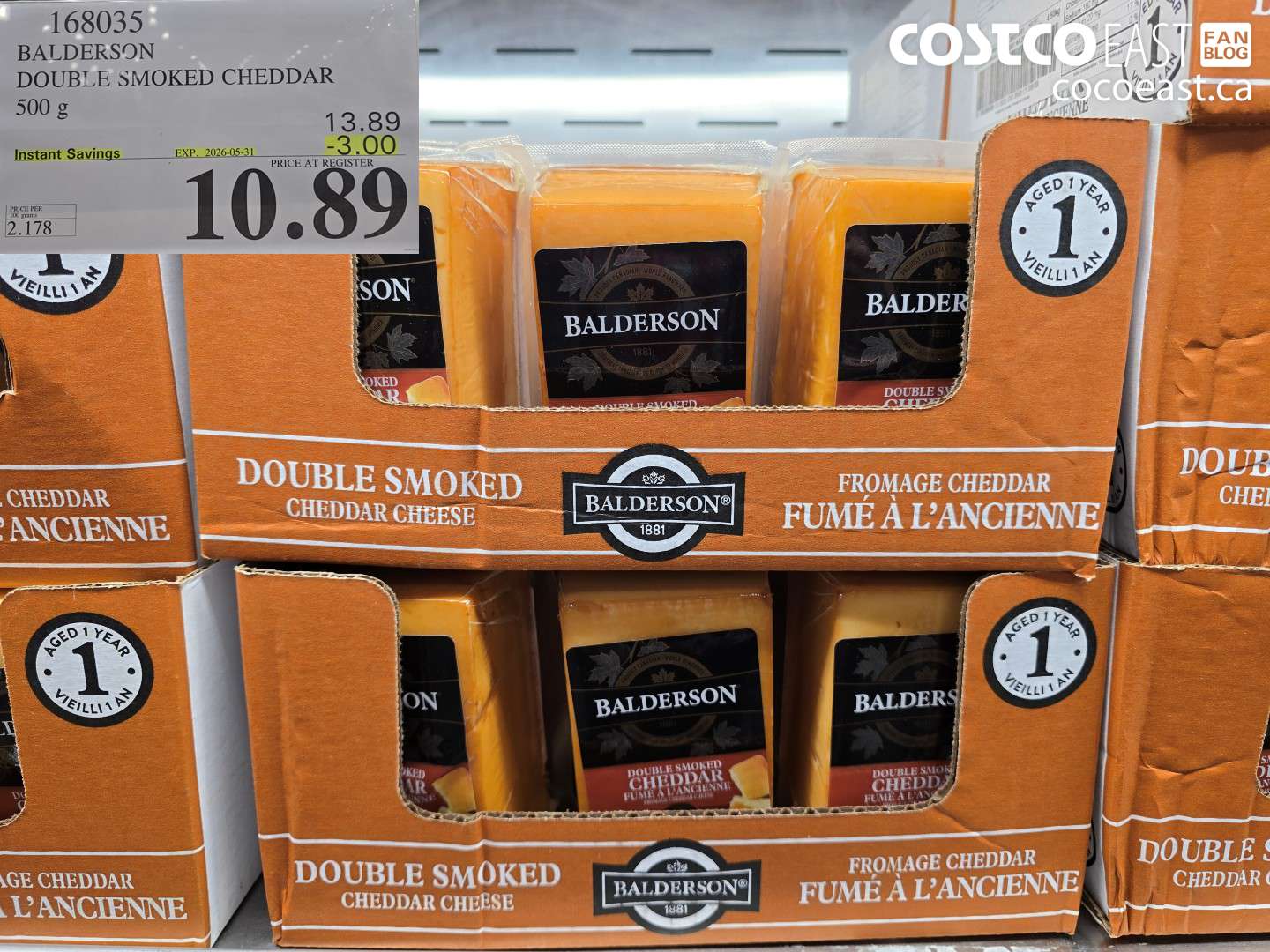 168035 BALDERSON DOUBLE SMOKED CHEDDAR 500 G ($3.00 INSTANT SAVINGS EXPIRES ON 2026-05-31) $10.89