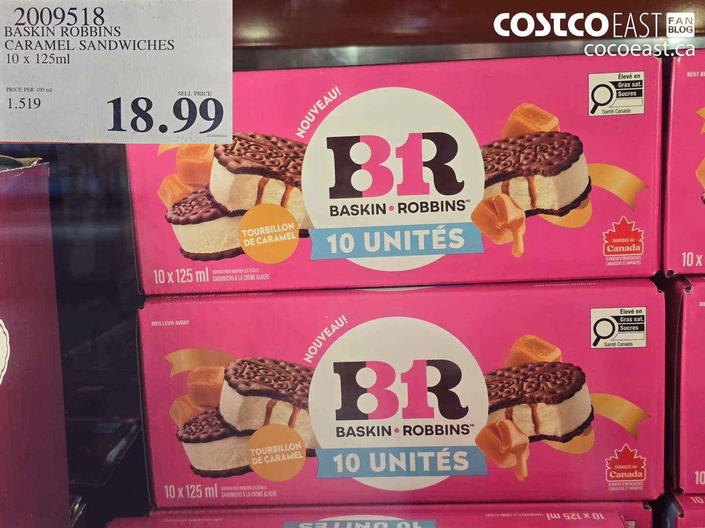 2009518 BASKIN ROBBINS CARAMEL SANDWICHES 10 X 125ML $18.99