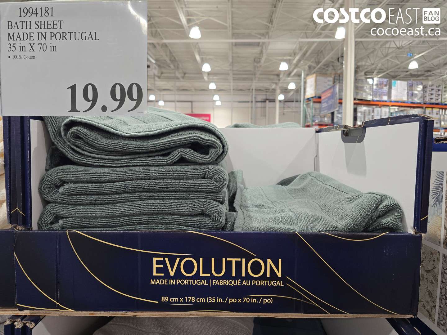 1994181 BATH SHEET MADE IN PORTUGAL 35 IN X 70 IN $19.99