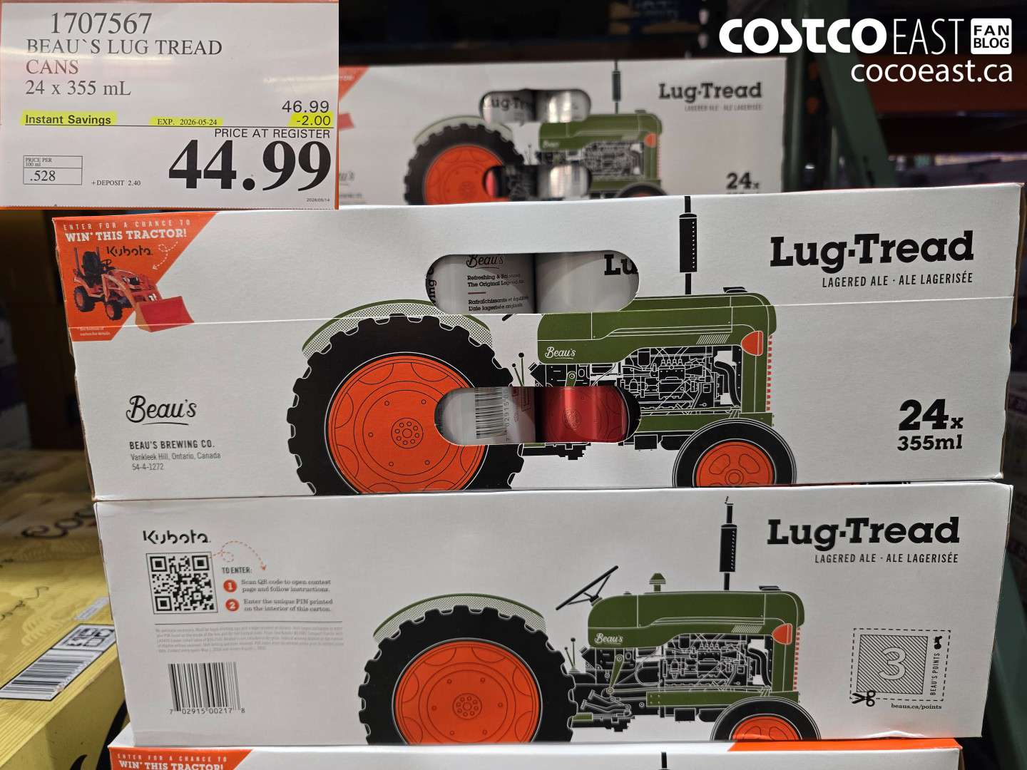 1707567 BEAU`S LUG TREAD CANS 24 X 355 ML ($2.00 INSTANT SAVINGS EXPIRES ON 2026-05-24) $44.99