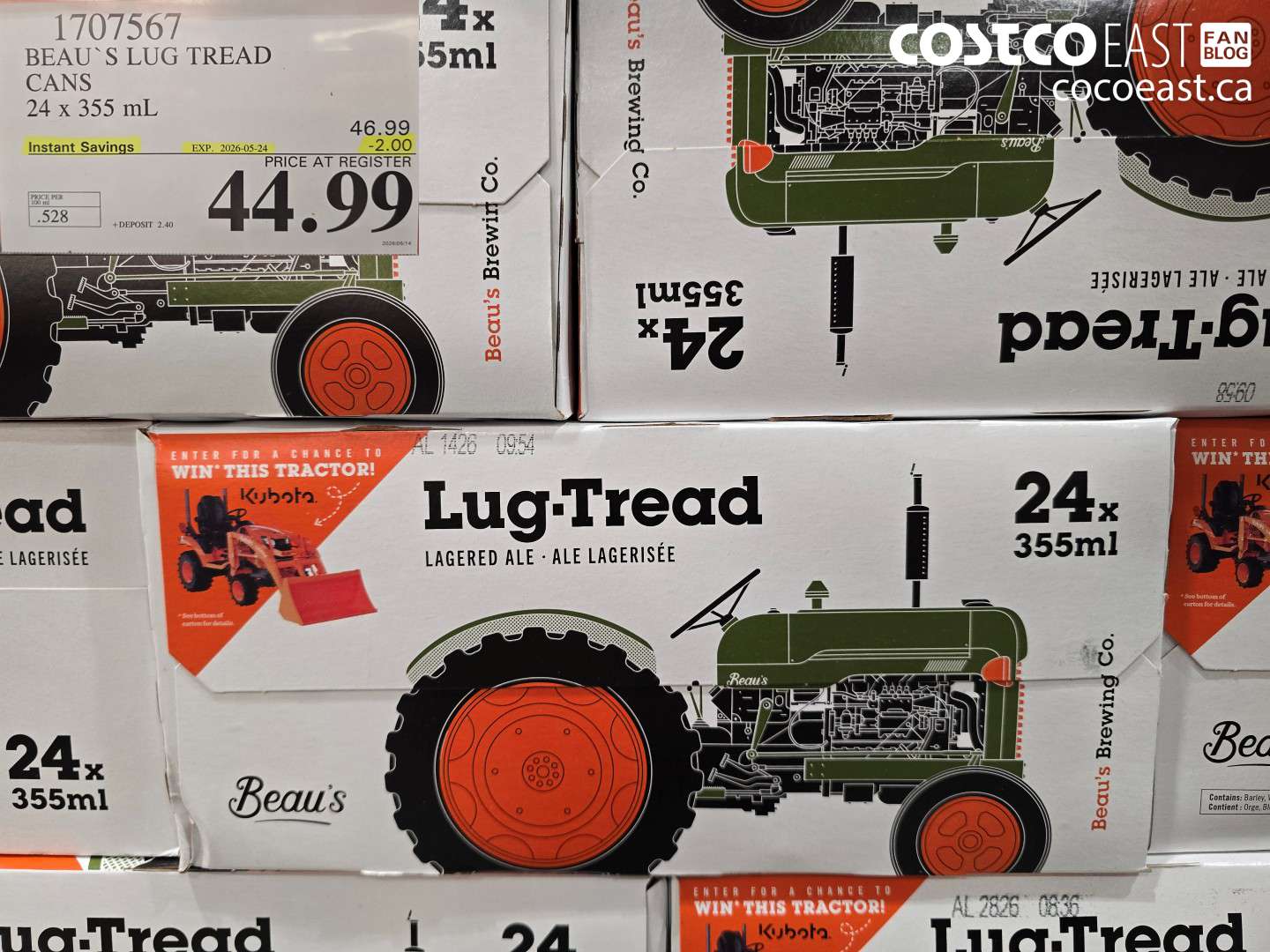1707567 BEAU`S LUG TREAD CANS 24 X 355 ML ($2.00 INSTANT SAVINGS EXPIRES ON 2026-05-24) $44.99