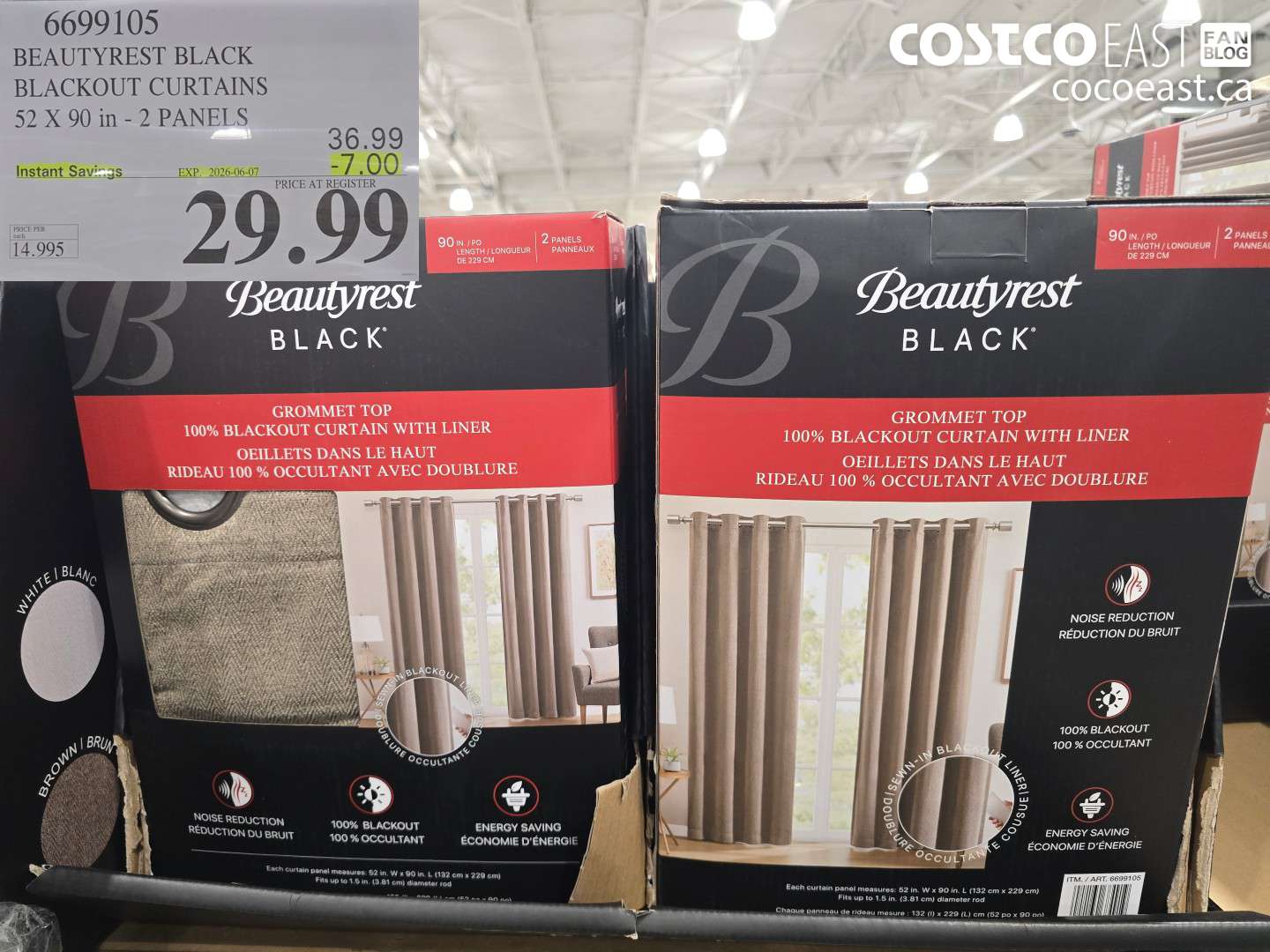 6699105 BEAUTYREST BLACK BLACKOUT CURTAINS 52 X 90 IN - 2 PANELS ($7.00 INSTANT SAVINGS EXPIRES ON 2026-06-07) $29.99