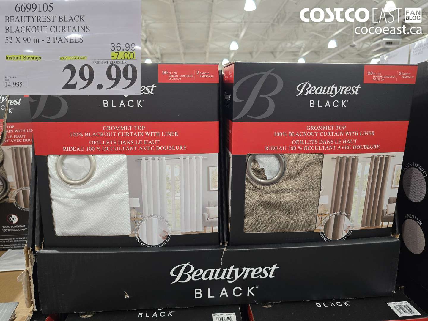 6699105 BEAUTYREST BLACK BLACKOUT CURTAINS 52 X 90 IN - 2 PANELS ($7.00 INSTANT SAVINGS EXPIRES ON 2026-06-07) $29.99