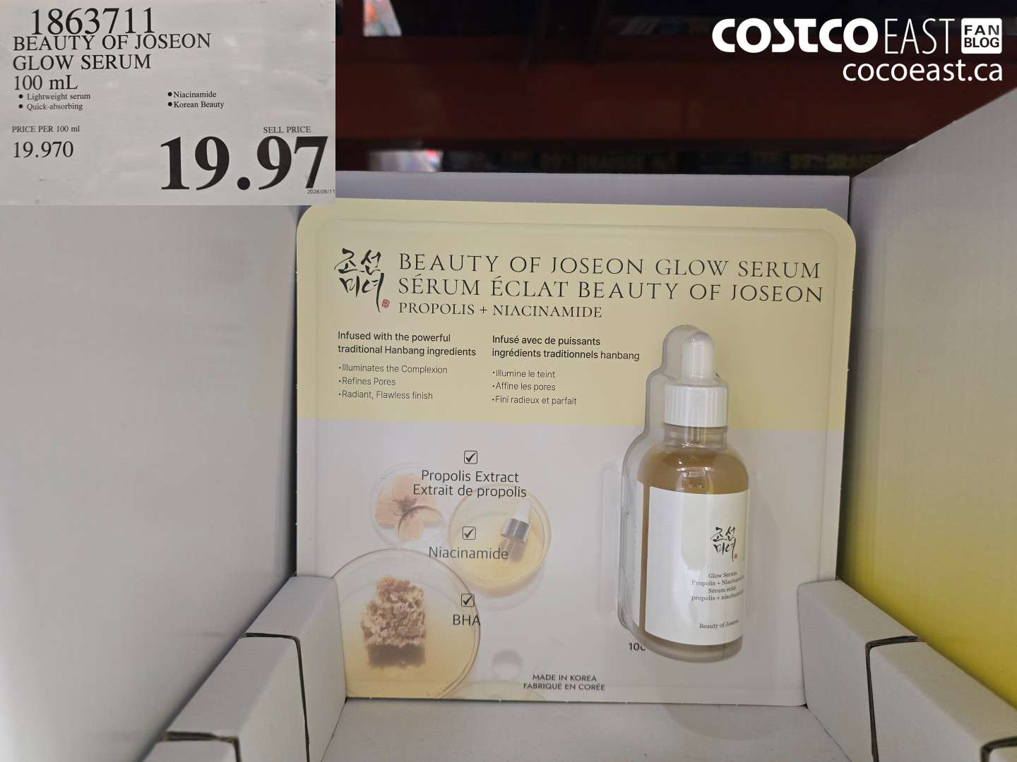 1863711 BEAUTY OF JOSEON GLOW SERUM 100 ML $19.97