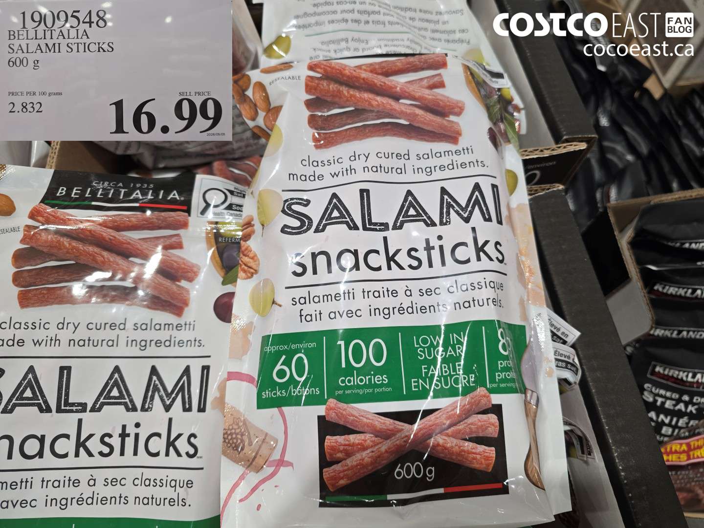 1909548 BELLITALIA SALAMI STICKS 600 G $16.99