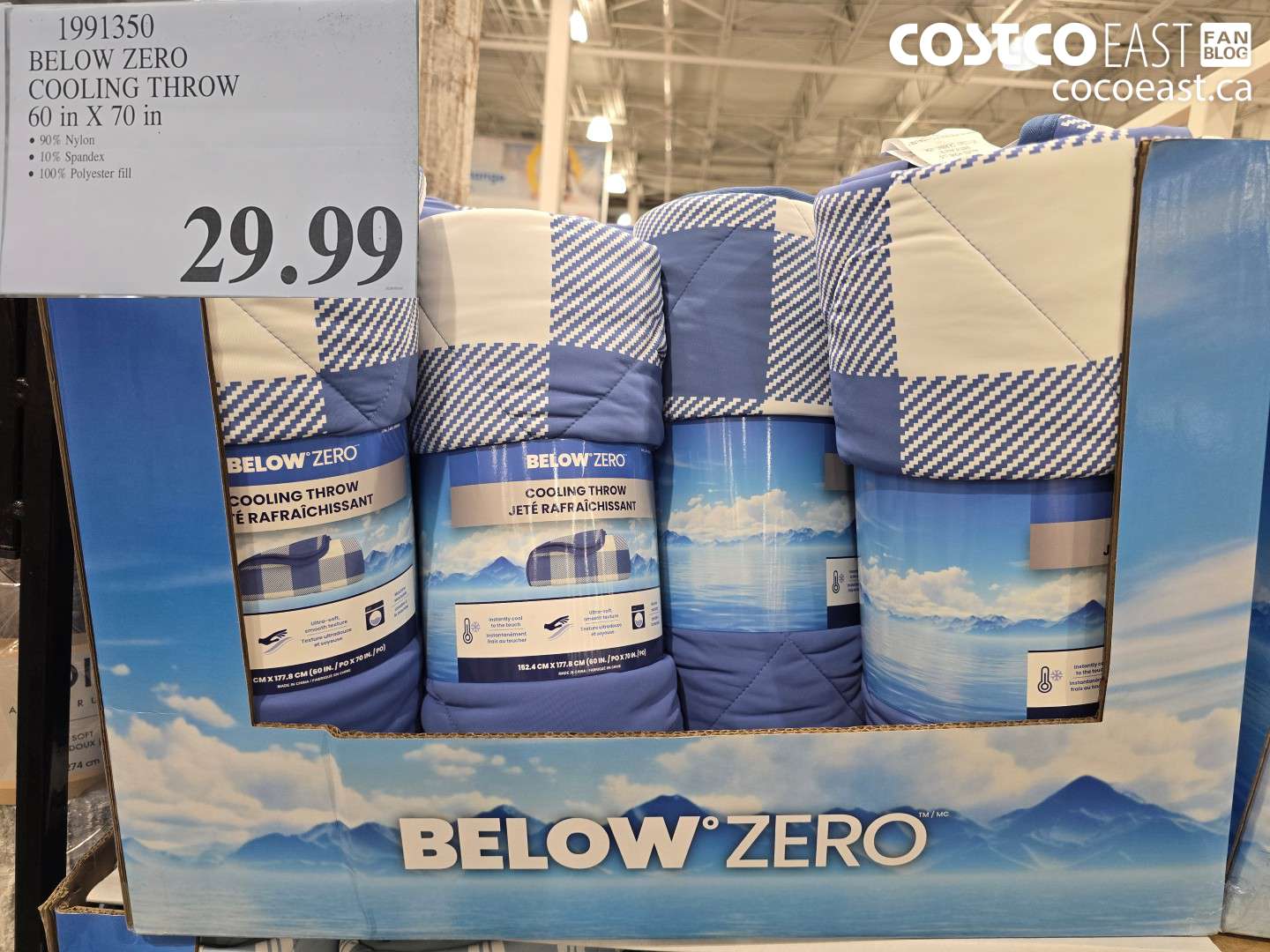 1991350 BELOW ZERO COOLING THROW 60 IN X 70 IN $29.99