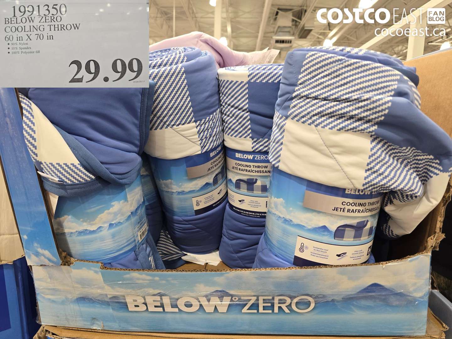 1991350 BELOW ZERO COOLING THROW 60 IN X 70 IN $29.99