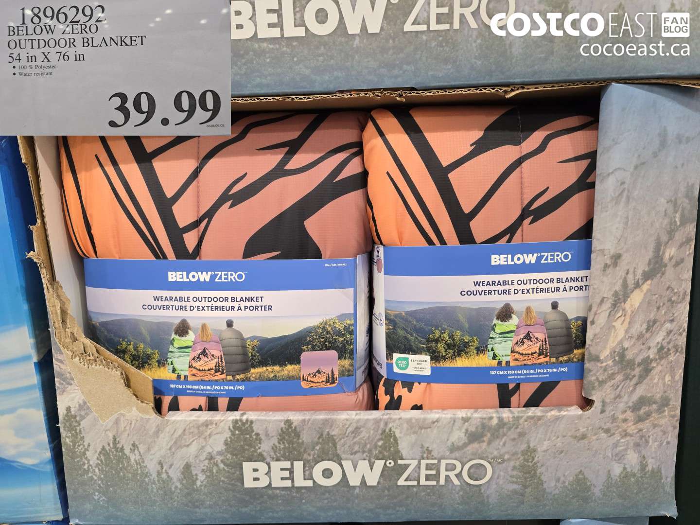 1896292 BELOW ZERO OUTDOOR BLANKET 54 IN X 76 IN $39.99