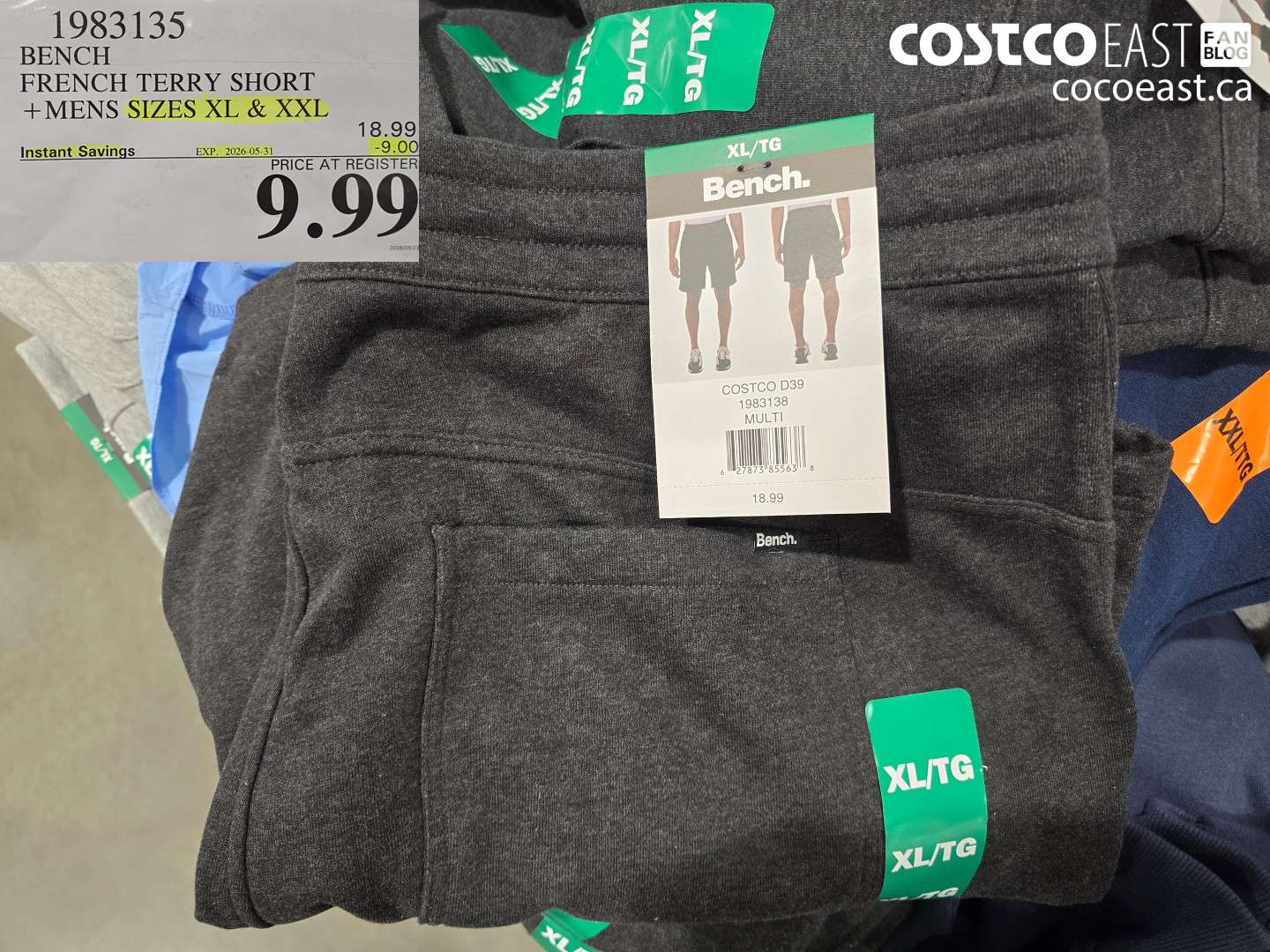 1983135 BENCH FRENCH TERRY SHORT + MENS SIZES XL & XXL ($9.00 INSTANT SAVINGS EXPIRES ON 2026-05-31) $9.99
