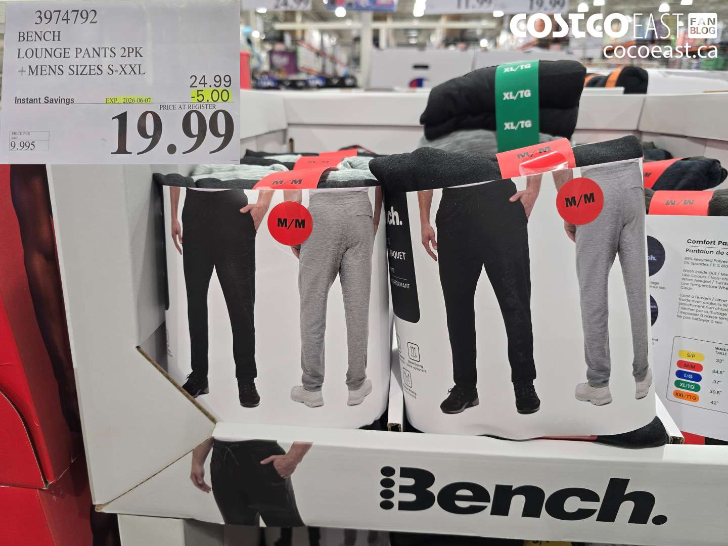 3974792 BENCH LOUNGE PANTS 2PK MENS SIZES S-XXL ($5.00 INSTANT SAVINGS EXPIRES ON 2026-06-07) $19.99