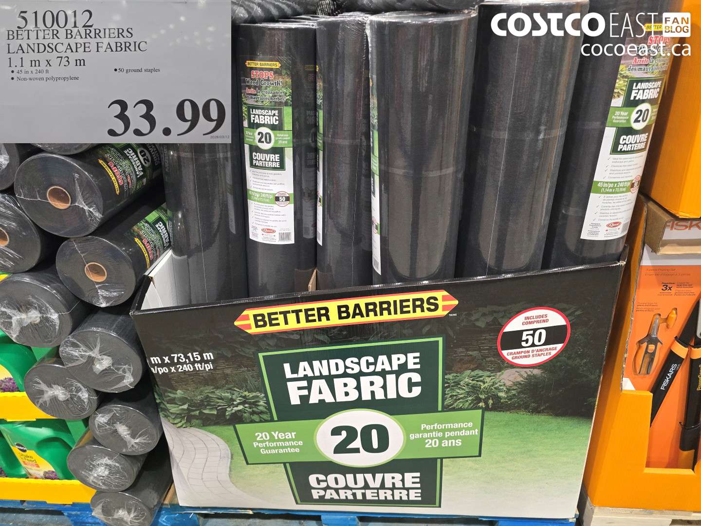 510012 BETTER BARRIERS LANDSCAPE FABRIC 1.1 M X 73 M $33.99
