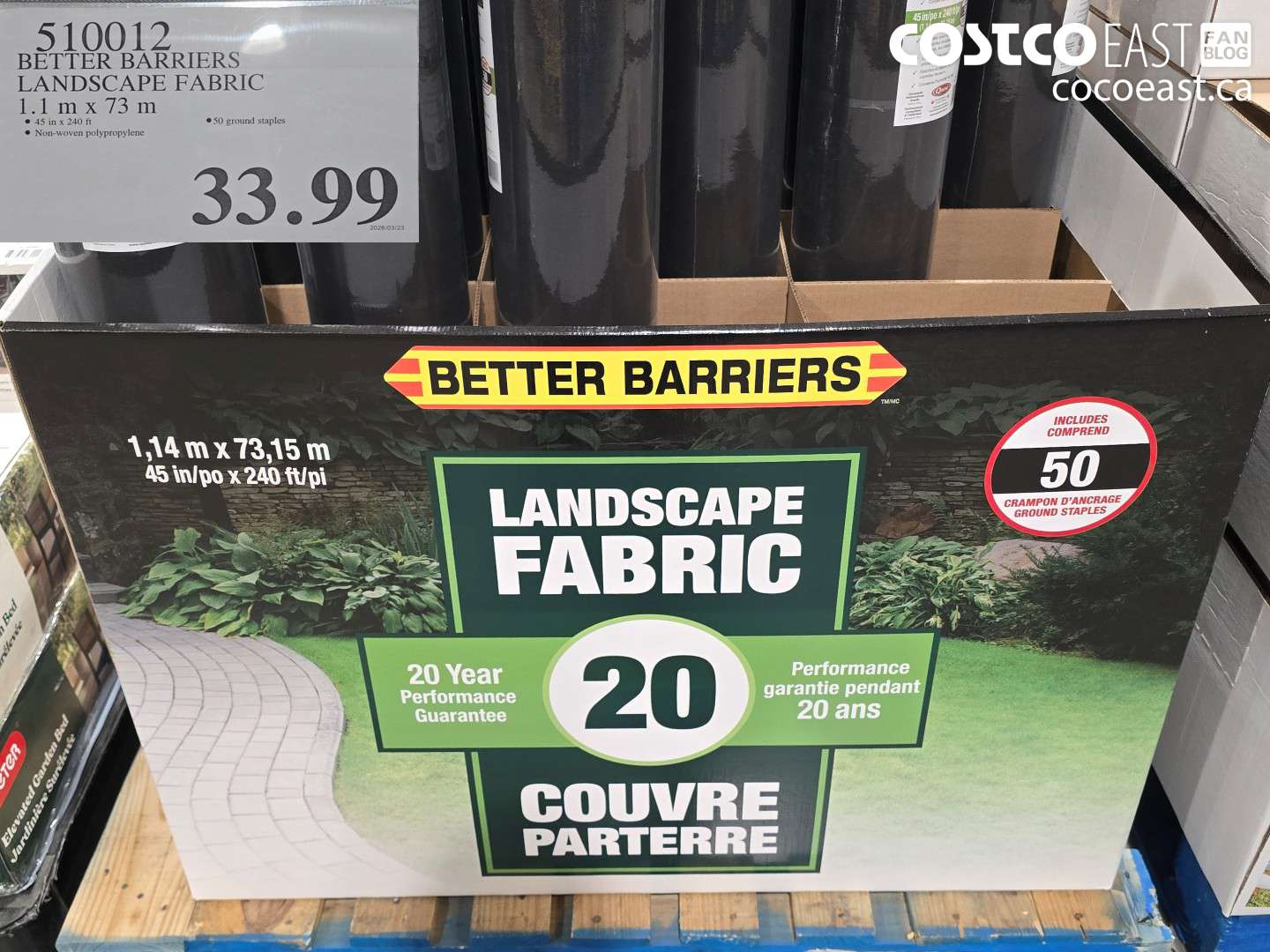 510012 BETTER BARRIERS LANDSCAPE FABRIC 1.1 M X 73 M $33.99