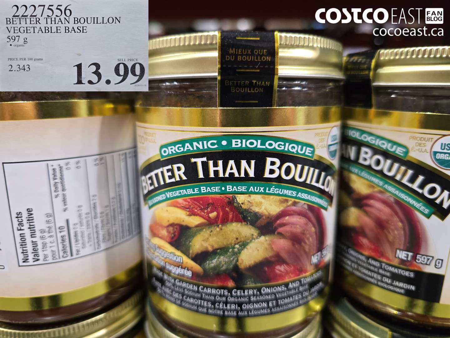 2227556 BETTER THAN BOUILLON VEGETABLE BASE 597 G $13.99