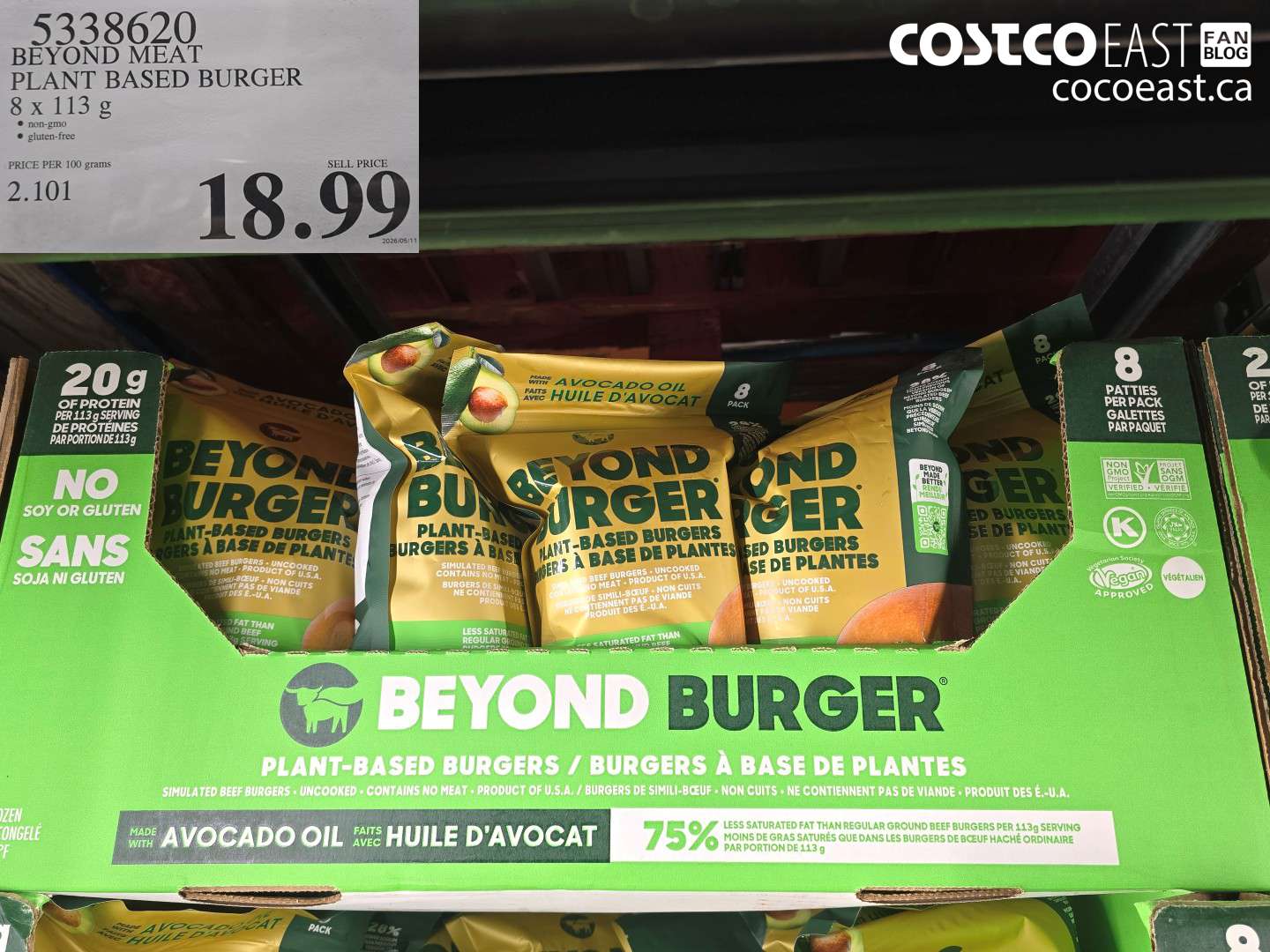 5338620 BEYOND MEAT PLANT BASED BURGER 8 X 113 G $18.99