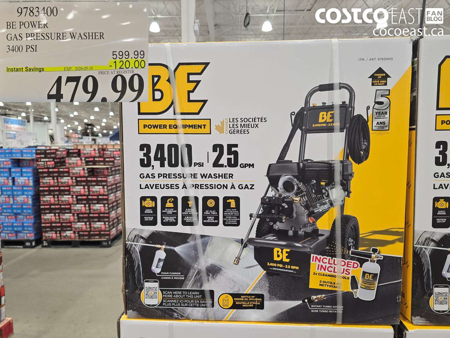 9783400 BE POWER GAS PRESSURE WASHER 3400 PSI ($120.00 INSTANT SAVINGS EXPIRES ON 2026-05-10) $479.99