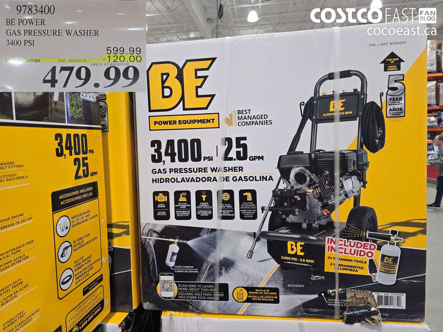 9783400 BE POWER GAS PRESSURE WASHER 3400 PSI ($120.00 INSTANT SAVINGS EXPIRES ON 2026-05-10) $479.99
