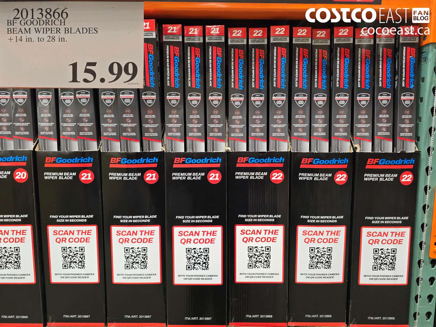 2013866 BF GOODRICH BEAM WIPER BLADES +14 in. to 28 in. $15.99