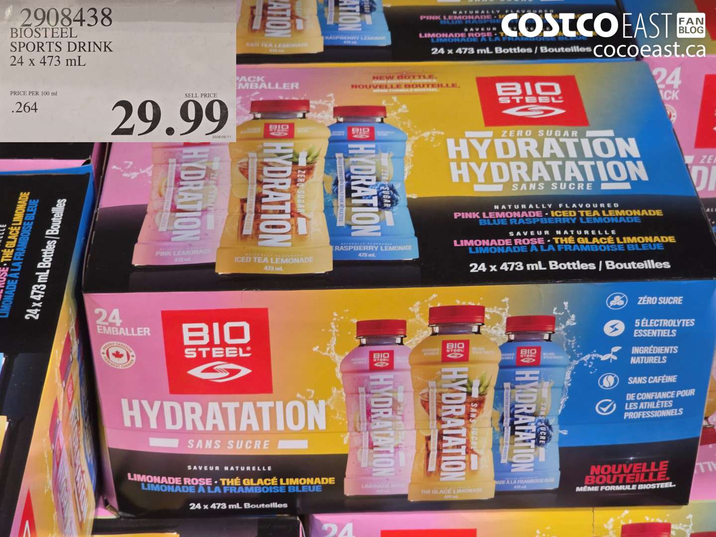 2908438 BIOSTEEL SPORTS DRINK 24 X 473 ML $29.99