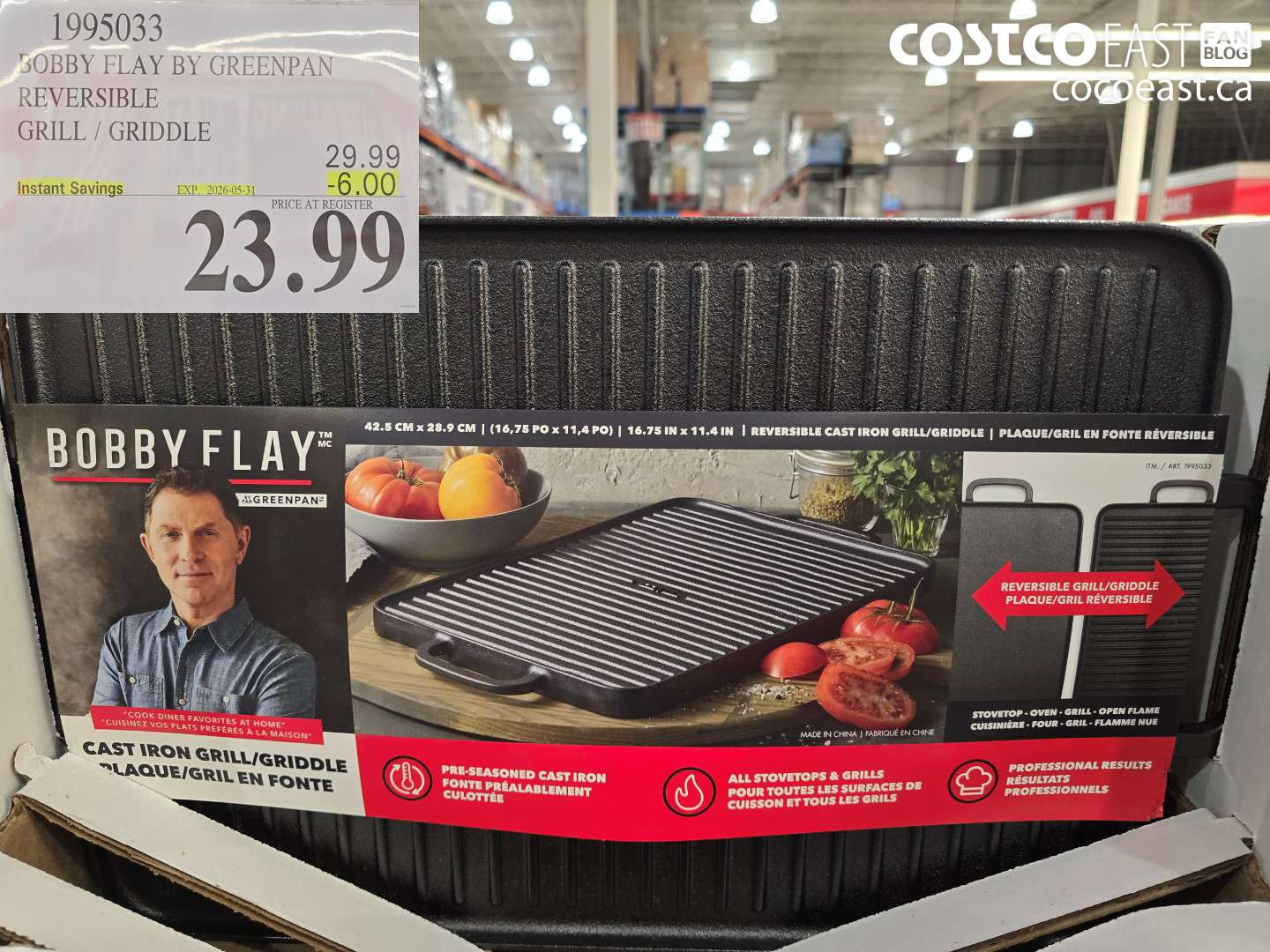 1995033 BOBBY FLAY BY GREENPAN REVERSIBLE GRILL / GRIDDLE ($6.00 INSTANT SAVINGS EXPIRES ON 2026-05-31) $23.99