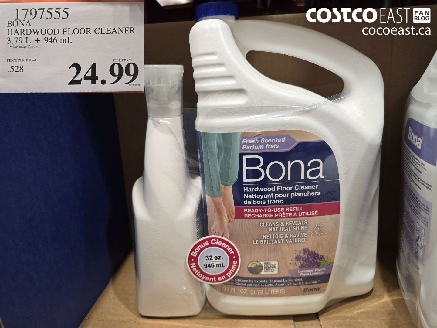 1797555 BONA HARDWOOD FLOOR CLEANER 3.79 L + 946 ML $24.99