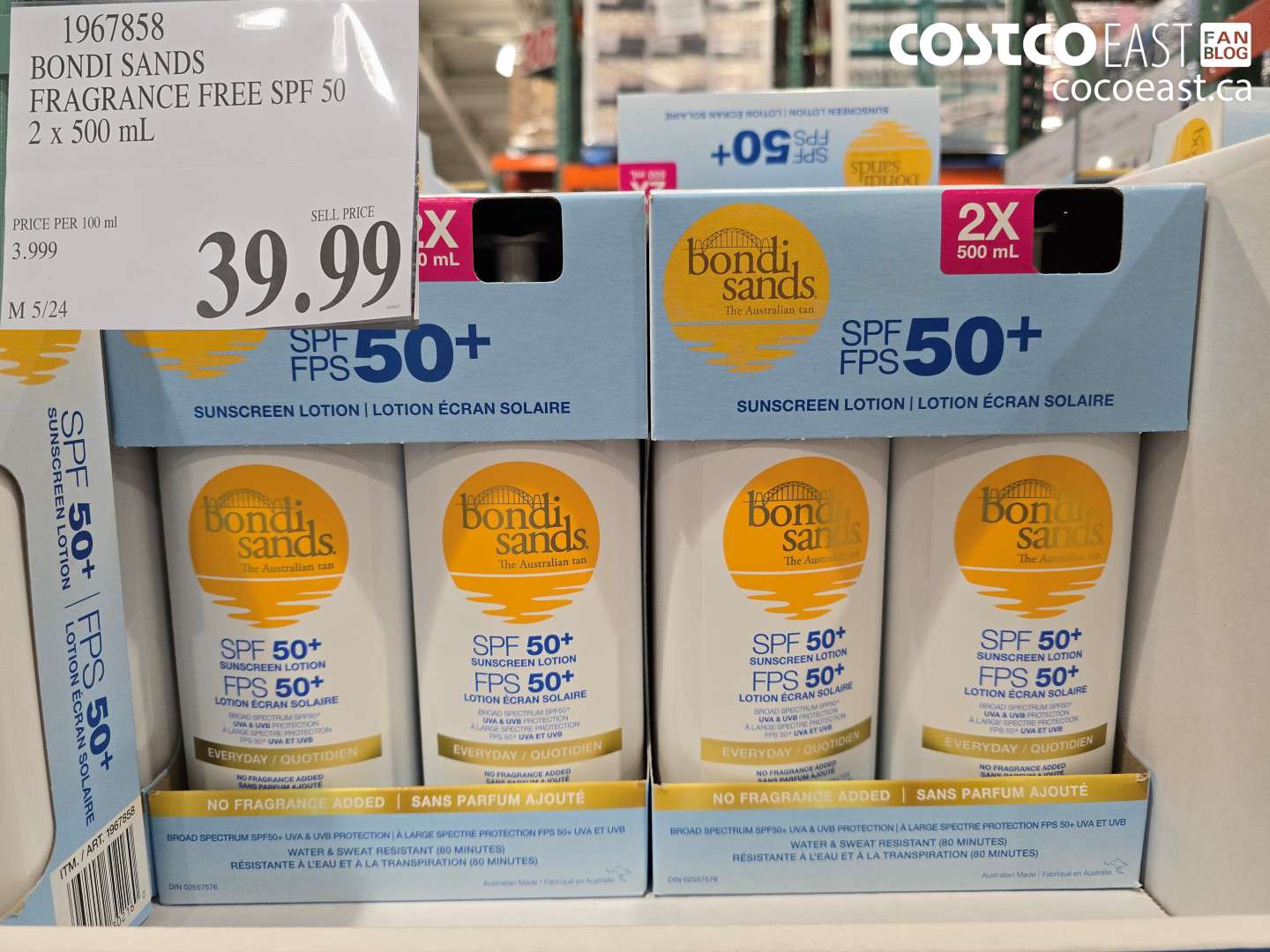 1967858 BONDI SANDS FRAGRANCE FREE SPF 50 2 X 500 ML $39.99