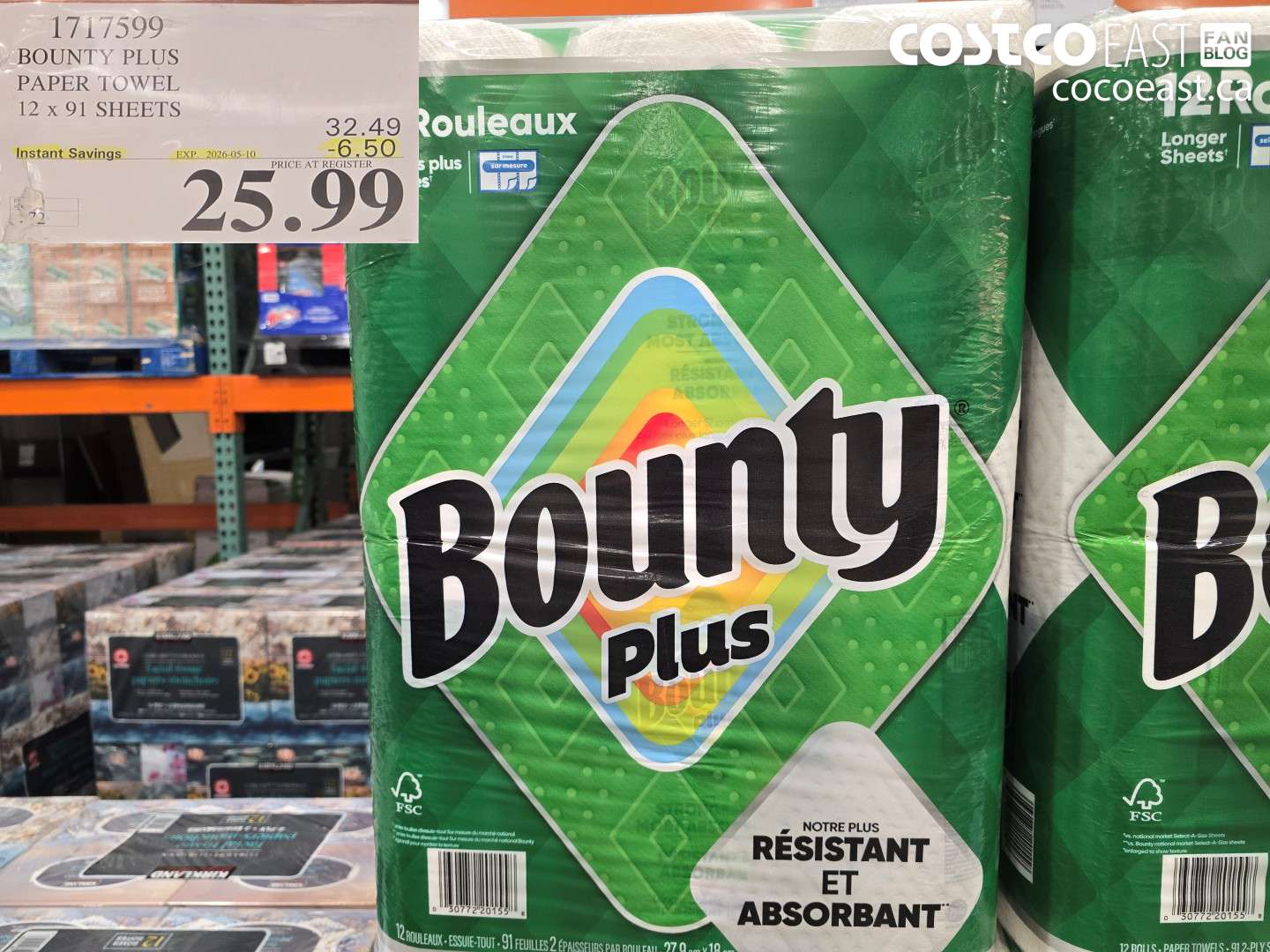 1717599 BOUNTY PLUS PAPER TOWEL 12 X 91 SHEETS ($6.50 INSTANT SAVINGS EXPIRES ON 2026-05-10) $25.99