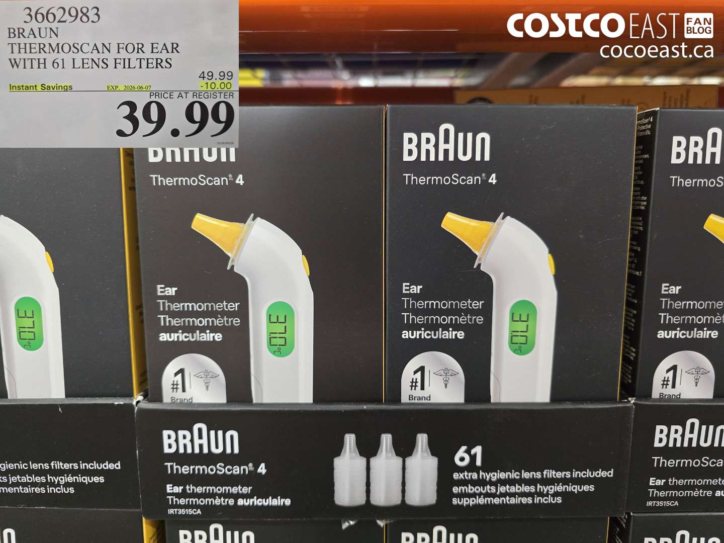 3662983 BRAUN THERMOSCAN FOR EAR WITH 61 LENS FILTERS ($10.00 INSTANT SAVINGS EXPIRES ON 2026-06-07) $39.99