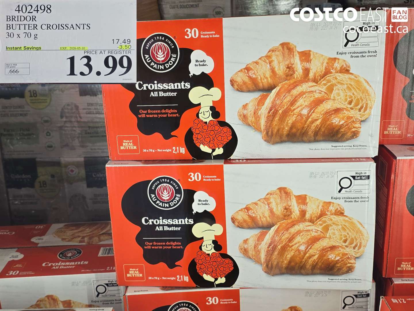402498 BRIDOR BUTTER CROISSANTS 30 X 70 G ($3.50 INSTANT SAVINGS EXPIRES ON 2026-05-10) $13.99