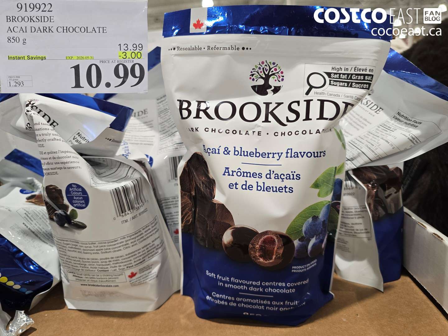 919922 BROOKSIDE ACAI DARK CHOCOLATE 850 G ($3.00 INSTANT SAVINGS EXPIRES ON 2026-05-31) $10.99
