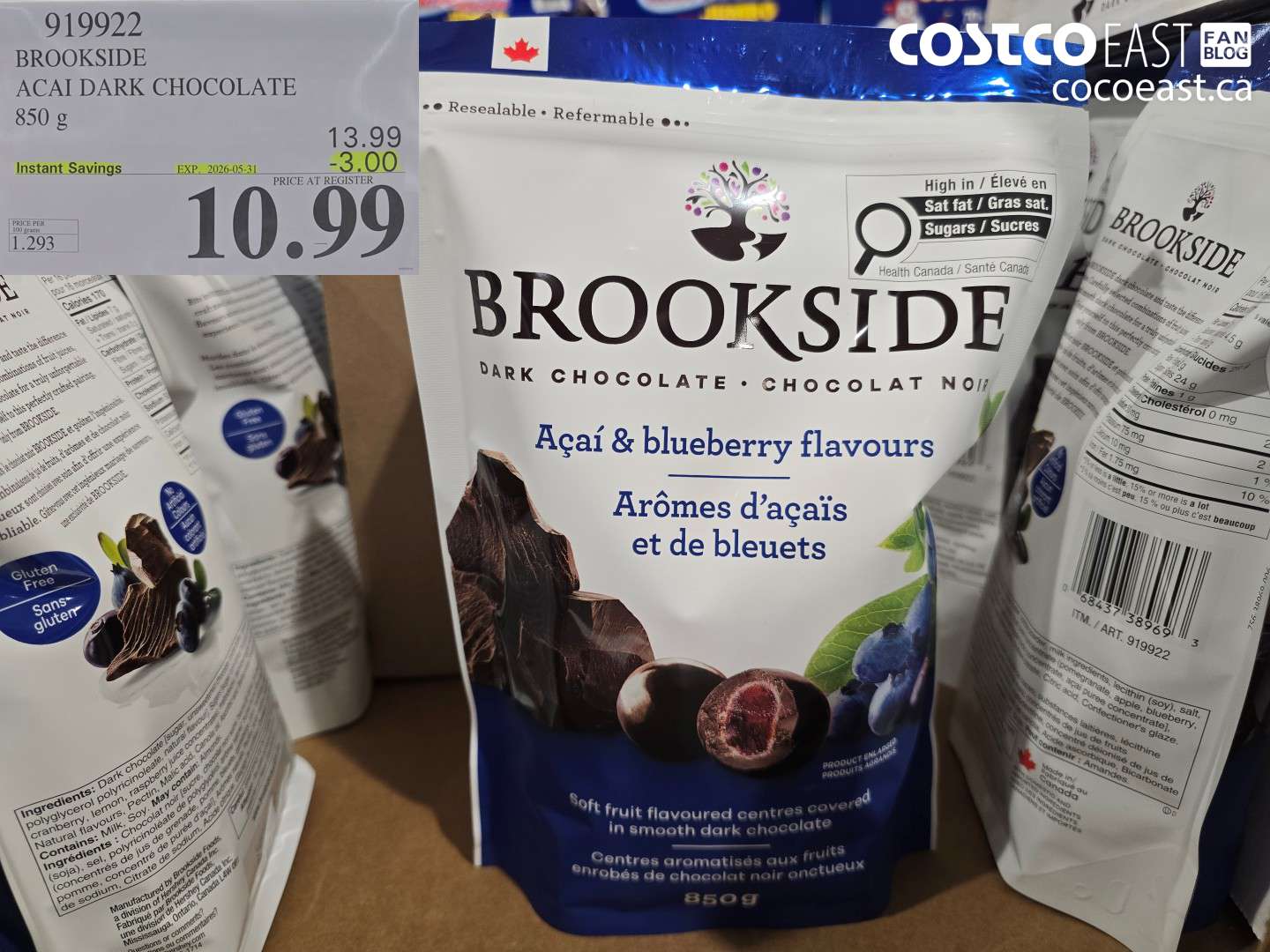 919922 BROOKSIDE ACAI DARK CHOCOLATE 850 G ($3.00 INSTANT SAVINGS EXPIRES ON 2026-05-31) $10.99
