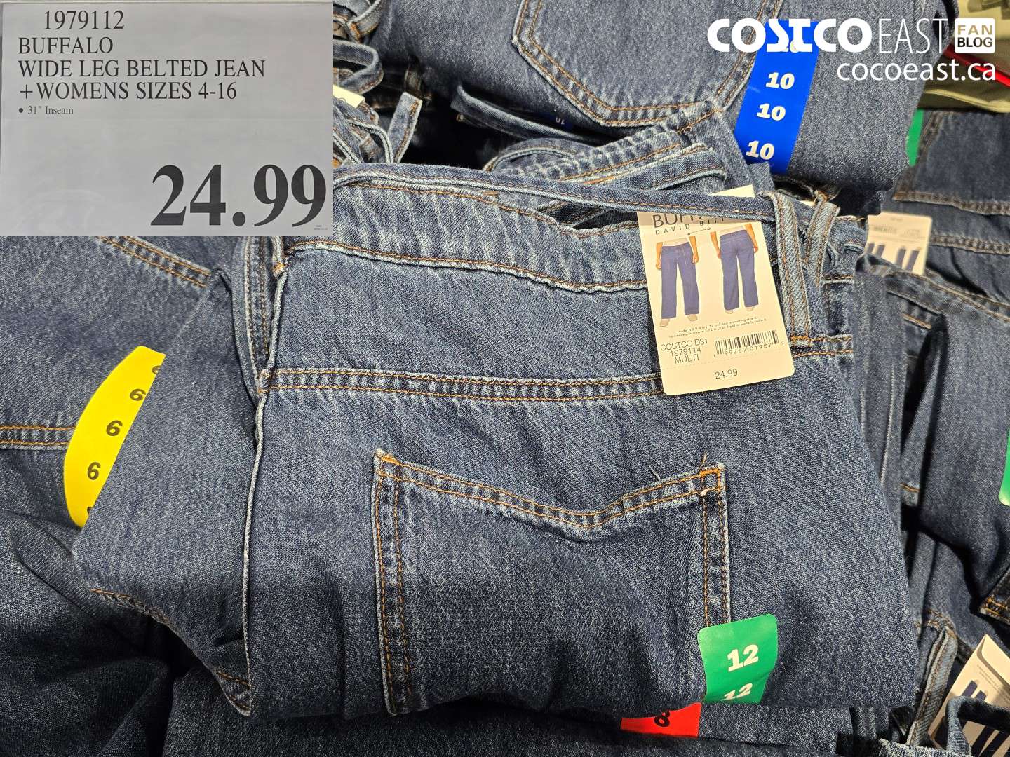 1979112 BUFFALO WIDE LEG BELTED JEAN WOMENS SIZES 4-16 $24.99