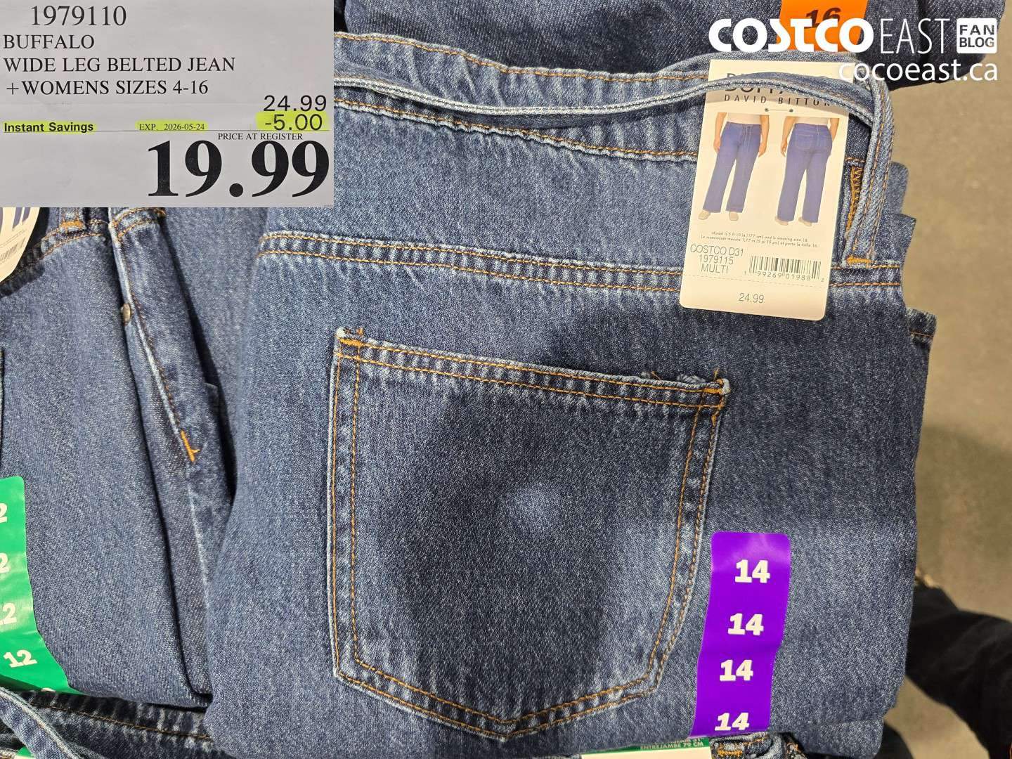1979110 BUFFALO WIDE LEG BELTED JEAN WOMENS SIZES 4-16 ($5.00 INSTANT SAVINGS EXPIRES ON 2026-05-24) $19.99