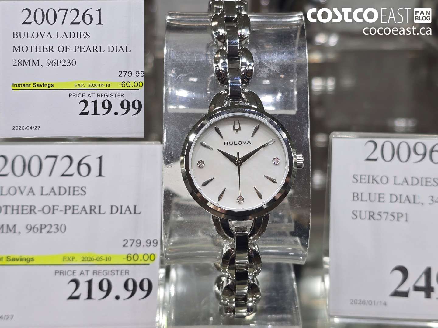 2007261 BULOVA LADIES MOTHER-OF-PEARL DIAL 28MM, 96P230 ($60.00 INSTANT SAVINGS EXPIRES ON 2026-05-10) $219.99