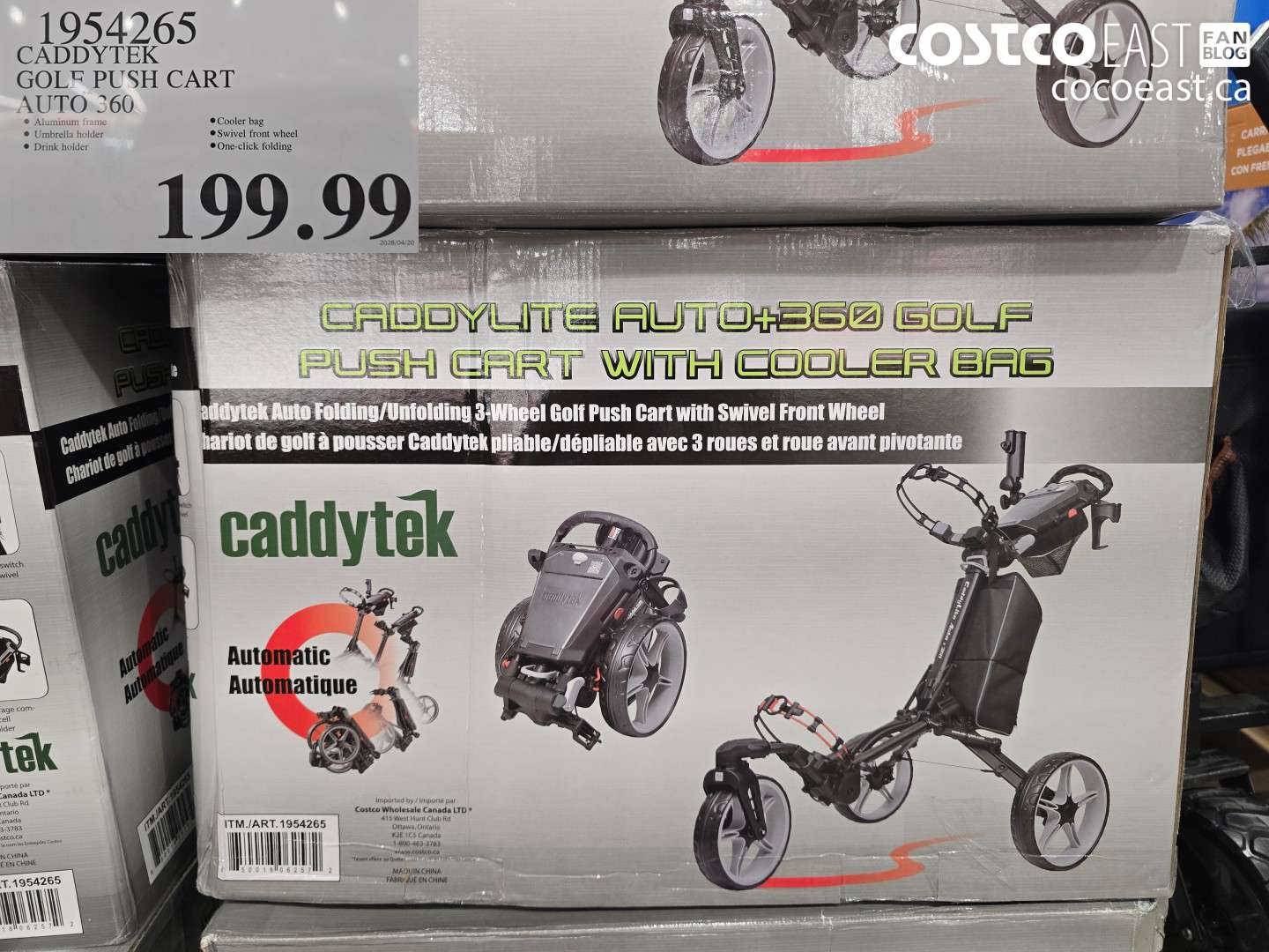 1954265 CADDYTEK GOLF PUSH CART AUTO 360 $199.99