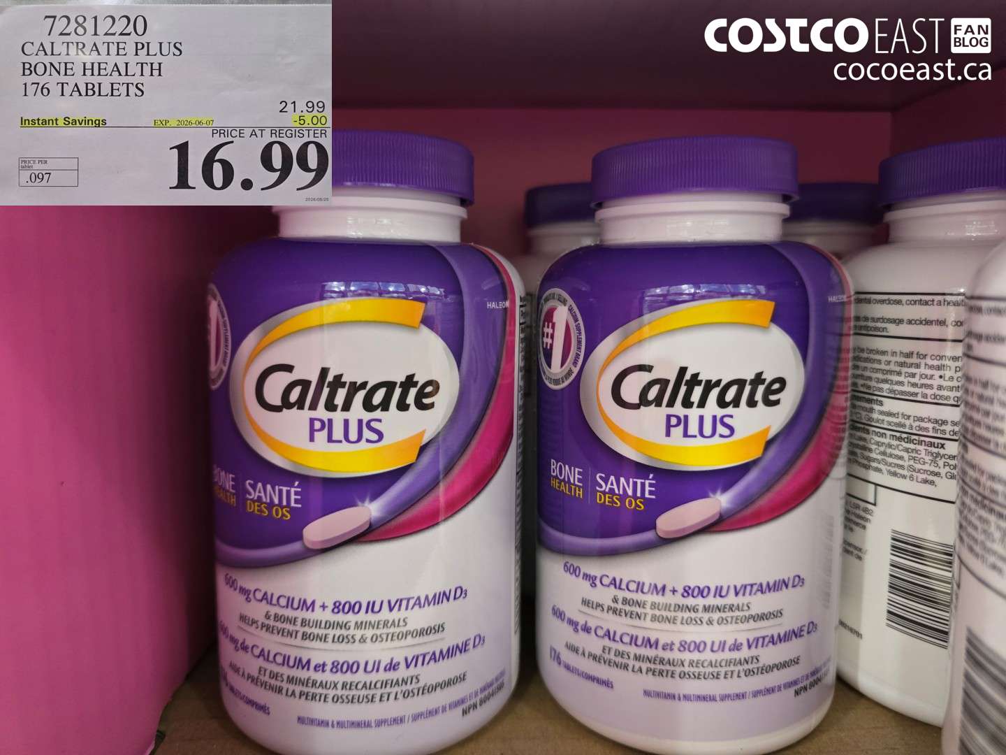 7281220 CALTRATE PLUS BONE HEALTH 176 TABLETS ($5.00 INSTANT SAVINGS EXPIRES ON 2026-06-07) $16.99