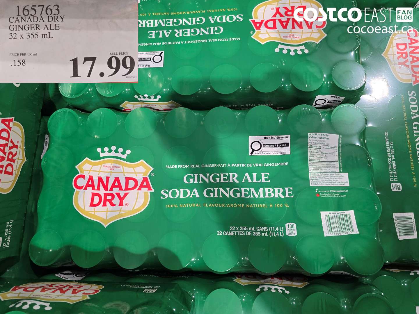 165763 CANADA DRY GINGER ALE 32 X 355 ML $17.99