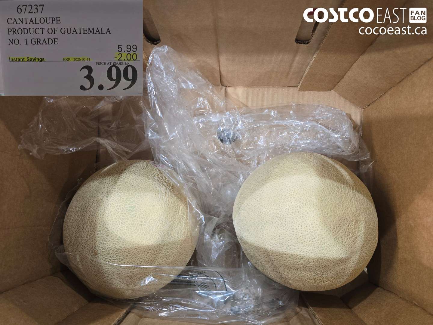 67237 CANTALOUPE PRODUCT OF GUATEMALA NO. 1 GRADE ($2.00 INSTANT SAVINGS EXPIRES ON 2026-05-11) $3.99