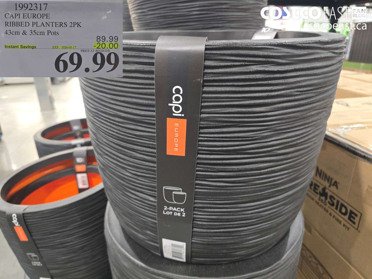 1992317 CAPI EUROPE RIBBED PLANTERS 2PK 43CM & 35CM POTS ($20.00 INSTANT SAVINGS EXPIRES ON 2026-05-17) $69.99