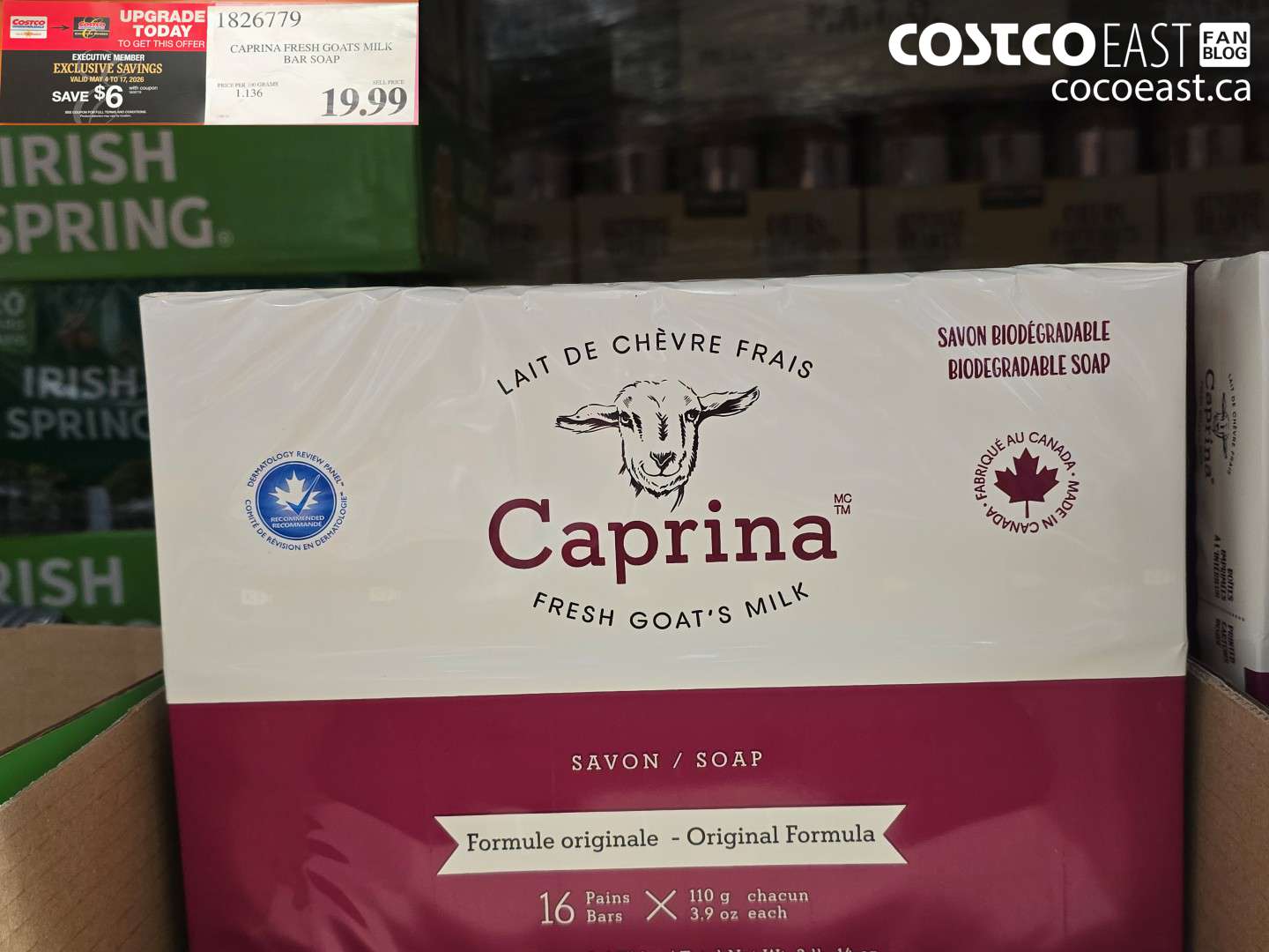 1826779 CAPRINA FRESH GOATS MILK BAR SOAP ($6.00 INSTANT SAVINGS EXPIRES ON 2026-05-17) $13.99