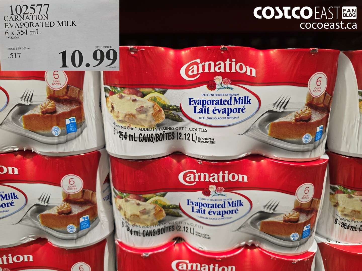 102577 CARNATION EVAPORATED MILK 6 X 354 ML $10.99
