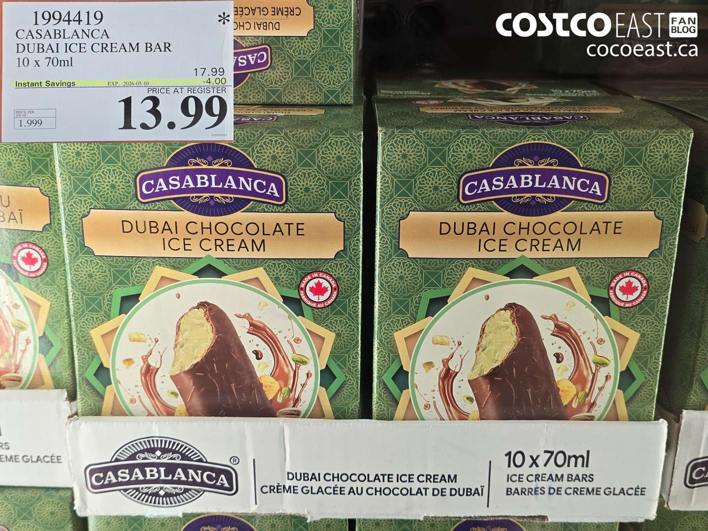1994419 CASABLANCA DUBAI ICE CREAM BAR 10 X 70ML ($4.00 INSTANT SAVINGS EXPIRES ON 2026-05-10) $13.99