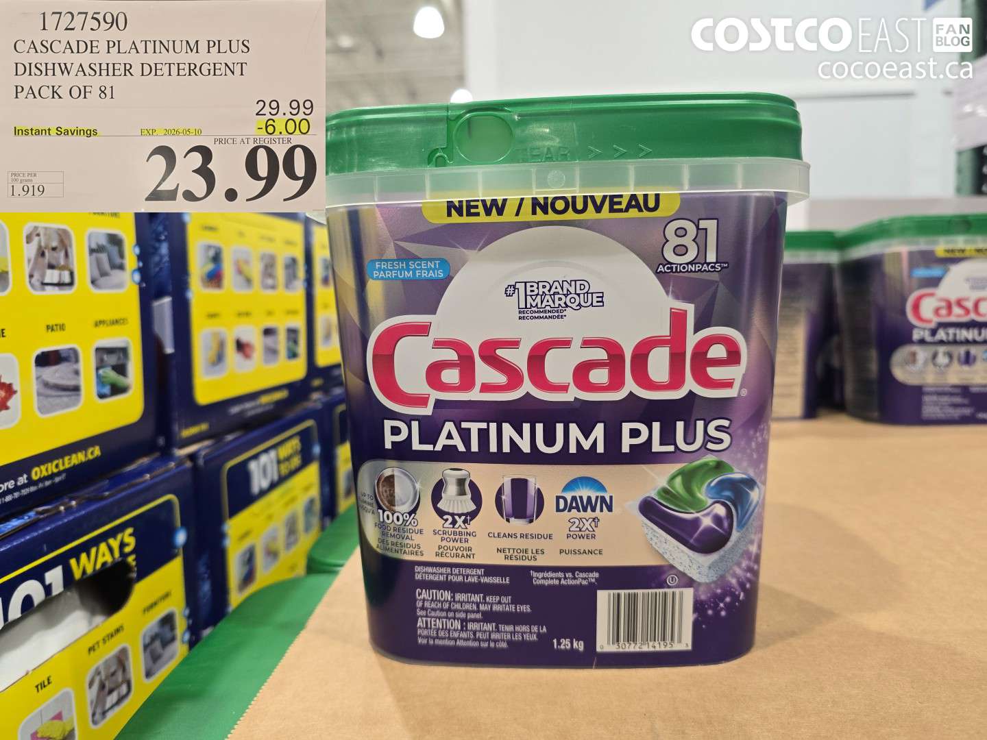 1727590 CASCADE PLATINUM PLUS DISHWASHER DETERGENT PACK OF 81 ($6.00 INSTANT SAVINGS EXPIRES ON 2026-05-10) $23.99