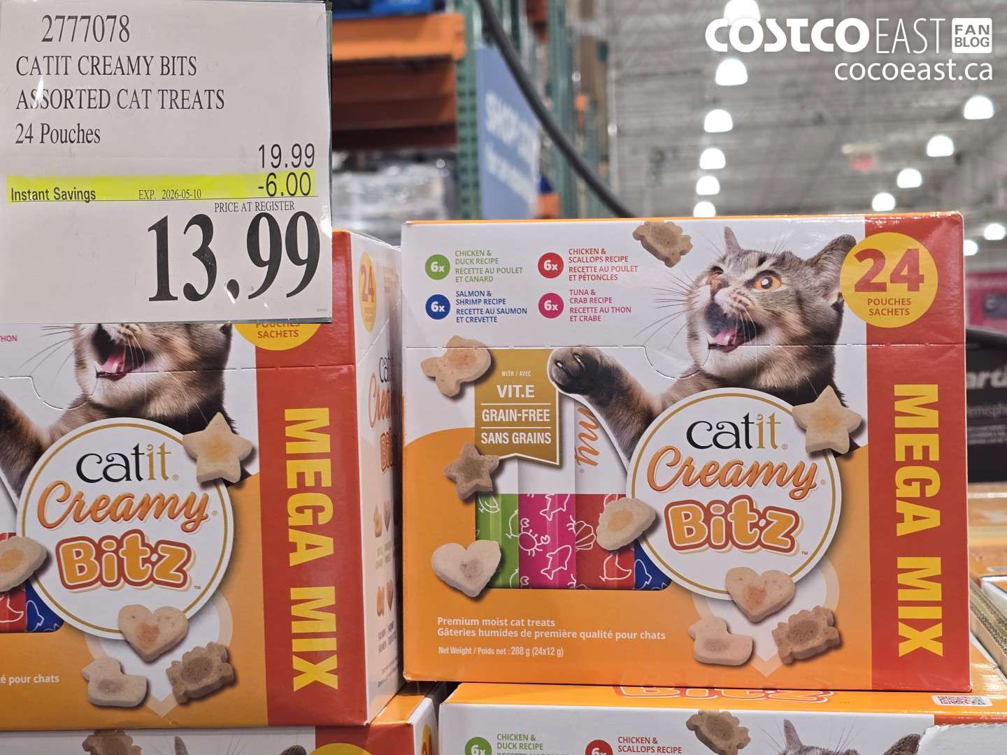 2777078 CATIT CREAMY BITS ASSORTED CAT TREATS 24 POUCHES ($6.00 INSTANT SAVINGS EXPIRES ON 2026-05-10) $13.99