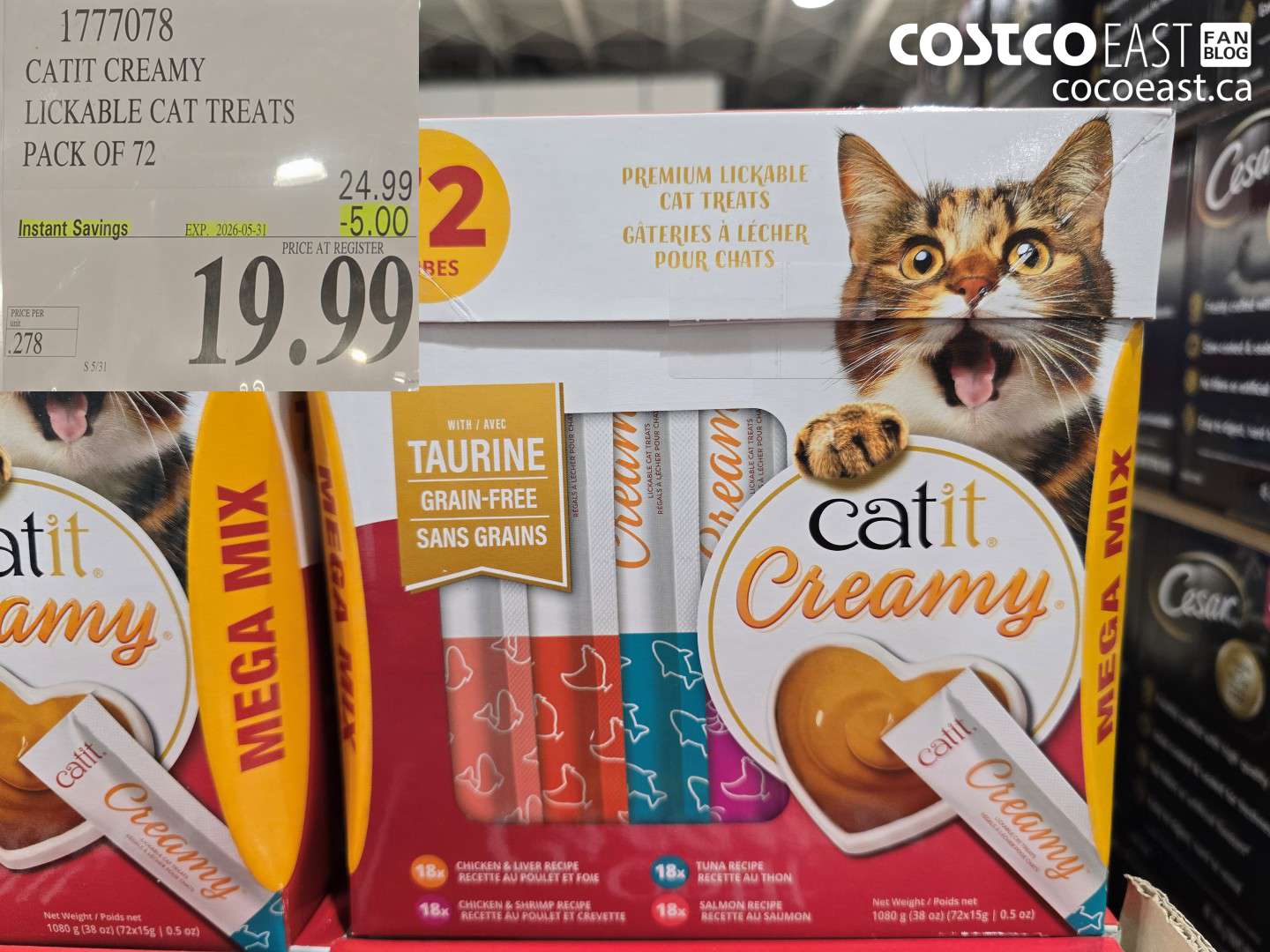 1777078 CATIT CREAMY LICKABLE CAT TREATS PACK OF 72 ($5.00 INSTANT SAVINGS EXPIRES ON 2026-05-31) $19.99