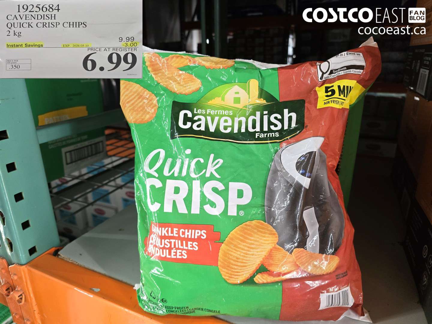 1925684 CAVENDISH QUICK CRISP CHIPS 2 KG ($3.00 INSTANT SAVINGS EXPIRES ON 2026-05-10) $6.99