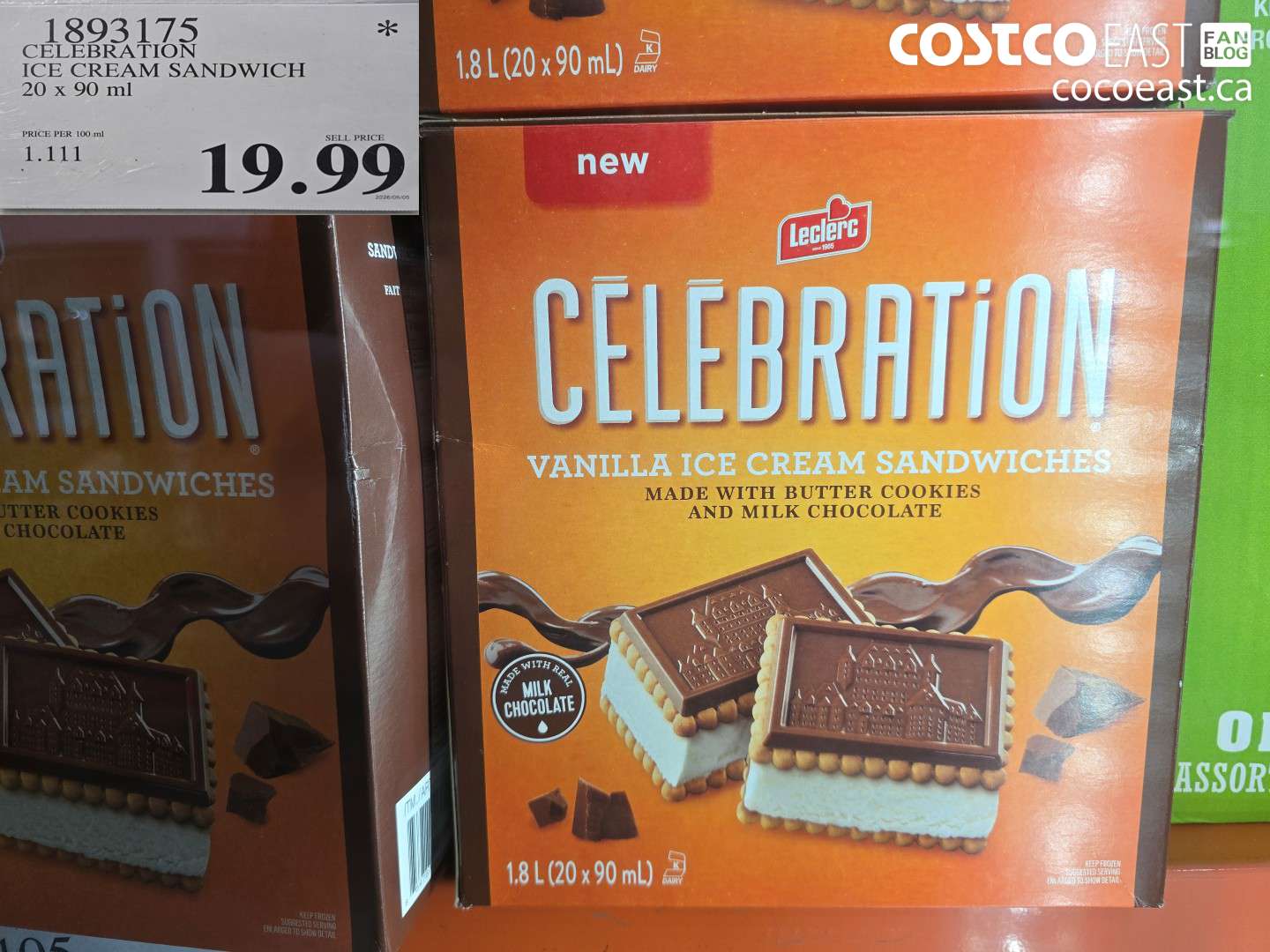 1893175 CELEBRATION ICE CREAM SANDWICH 20 X 90 ML $19.99